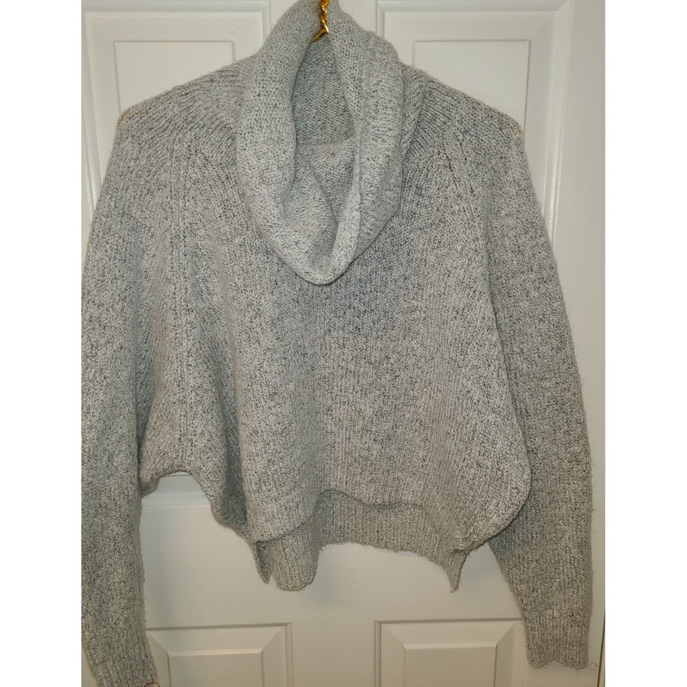 Sincerely Jules Gray Cowl Neck Cropped Sweater Raglan Sleeve Sz Sm Comfort Chic